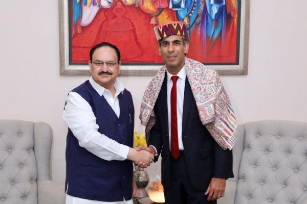 भाजपा को जाने पहल के तहत जे पी नड्डा की ऋषि सुनक से की मुलाकात
