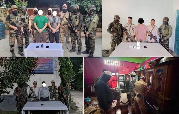 मणिपुर- अलग-अलग इलाकों से गिरफ्तार चार उग्रवादी। तलाशी अभियान चलाती पुलिस की टीम मणिपुर- अलग-अलग इलाकों से गिरफ्तार चार उग्रवादी। तलाशी अभियान चलाती पुलिस की टीम