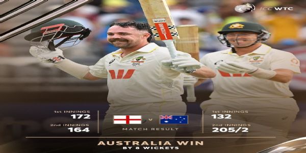 এছেছ: অষ্ট্ৰেলিয়াৰ প্ৰথম টেষ্টত জয়লাভ, হেডৰ ১২৩ ৰানৰ ধুমুহাময় ইনিংছ