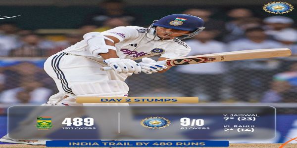 গুৱাহাটী টেষ্টঃ দ্বিতীয় দিনৰ খেলৰ সামৰণি, দক্ষিণ আফ্ৰিকাতকৈ ৪৮০ ৰানত পিছ পৰি আছে ভাৰত