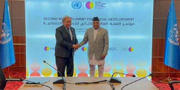 ডোহাত ৰাষ্ট্ৰসংঘৰ সচিব প্ৰধান গুটেৰেছক নেপালৰ ৰাষ্ট্ৰপতি পৌডেলৰ সাক্ষাৎ