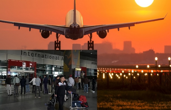 हवाई अड्डों पर तकनीकी खराबी के कारण यात्रियों की जमा भीड़ हवाई अड्डों पर तकनीकी खराबी के कारण यात्रियों की जमा भीड़