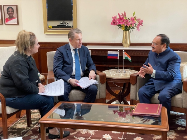 केंद्रीय स्वास्थ्य मंत्री  जेपी नड्डा ने  की रूस के  स्वास्थ्य मंत्री मिखाइल मुराश्को से मुलाकात