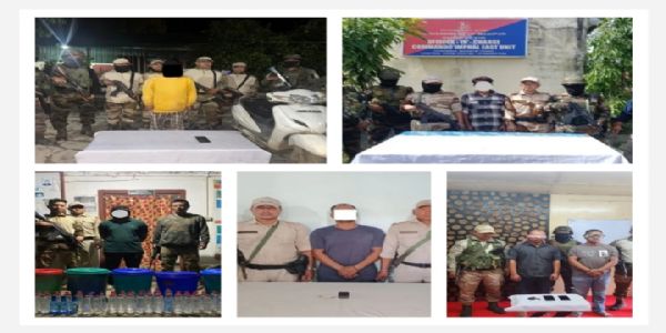 মণিপুৰত গ্ৰেপ্তাৰ নিষিদ্ধ উগ্ৰপন্থী সংগঠনৰ ৫ কেডাৰ, অস্ত্ৰ-শস্ত্ৰ আৰু অবৈধ সামগ্ৰী উদ্ধাৰ