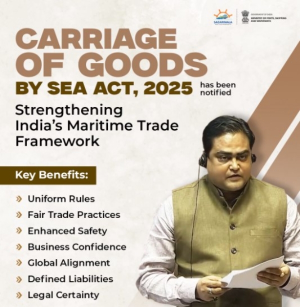 संसद के मानसून सत्र में पारित समुद्री बिल पर मंत्रालय ने जताई खुशी