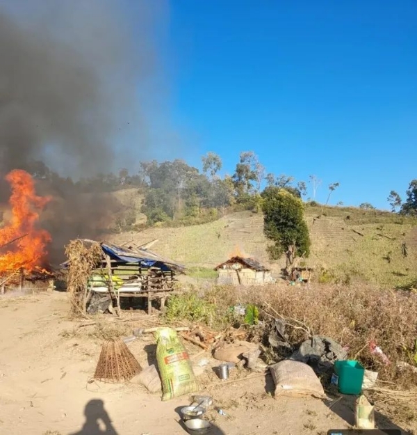 मणिपुर में अफीम की खेती नष्ट किए जाने की तस्वीर। मणिपुर में अफीम की खेती नष्ट किए जाने की तस्वीर।
