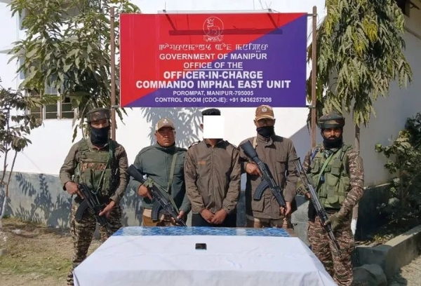 Image of  arrested militant in Manipur.