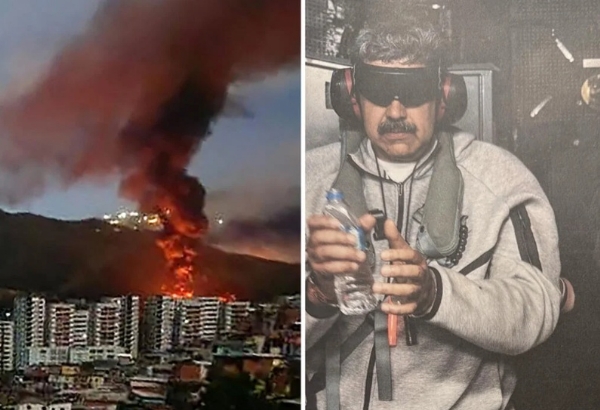 काराकस में धमाके (बाएं) और निकोलस मादुरो । फोटो कोलाज - इंटरनेट मीडिया काराकस में धमाके (बाएं) और निकोलस मादुरो । फोटो कोलाज - इंटरनेट मीडिया