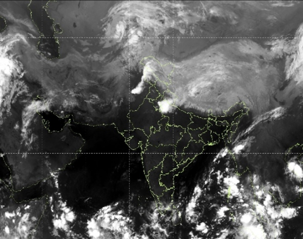 भारत मौसम विज्ञान विभाग की वेबसाइट पर दर्शाया गया उपग्रह से प्राप्त तड़ित पूर्वानुमान।