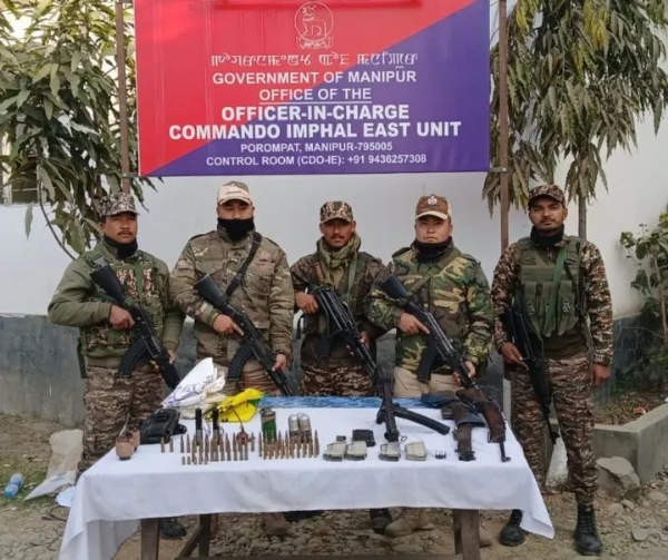 Image of the Seized Arms and Explosives During Search Operation in Imphal East.
