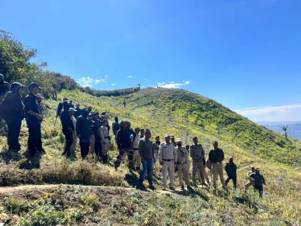 Security Forces Destroying  the Illegal Poppy Plantation in Manipur.