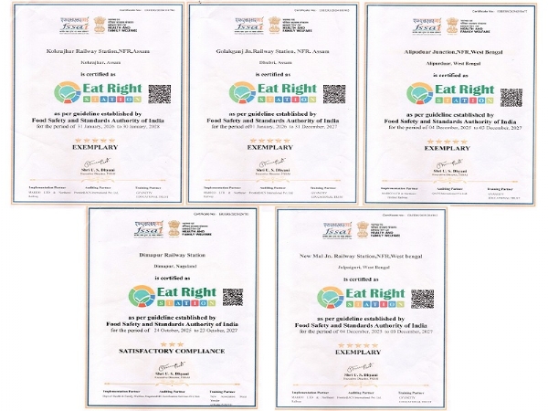 पूसीरे को खाद्य सुरक्षा मानकों के लिए एफएसएसएआई द्वारा जारी “ईट राइट स्टेशन” प्रमाण पत्र