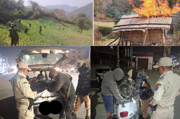 मणिपुर में आठ एकड़ अफीम की खेती नष्ट एवं संवेदनशील क्षेत्रों तलाशी लिए जाने का दृश्य