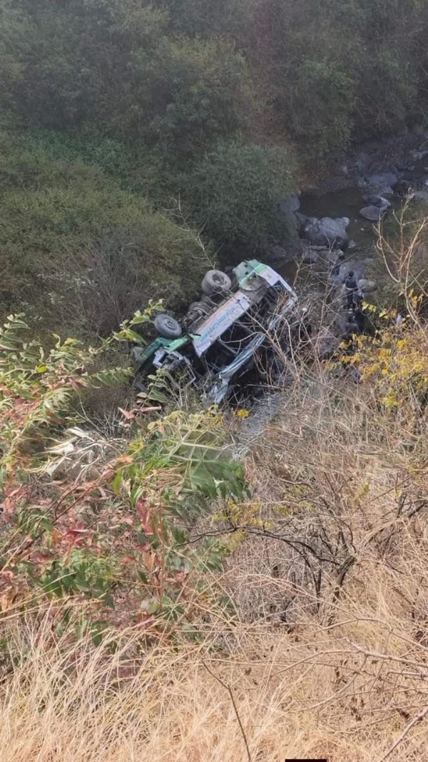 बस खाई में गिरी