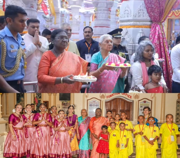 प्रेम मंदिर अैार इस्काॅन मंदिर में पूजा अर्चना के दाैरान