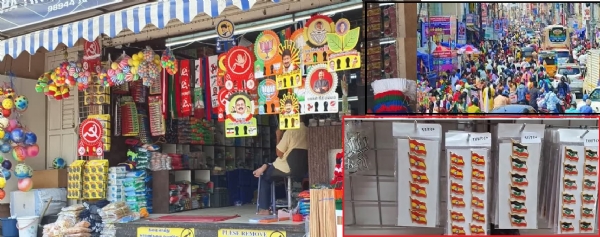 மதுரையில் தேர்தல் பொருட்கள் விற்பனை அமோகமாக உள்ளது.