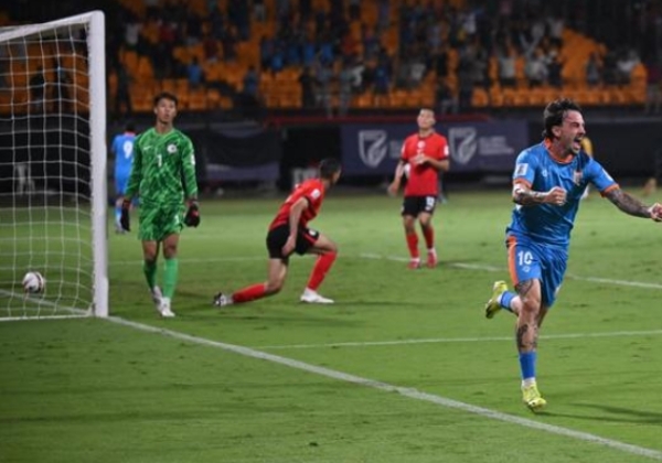 भारत और हांगकांग के बीच मैच का दृश्य