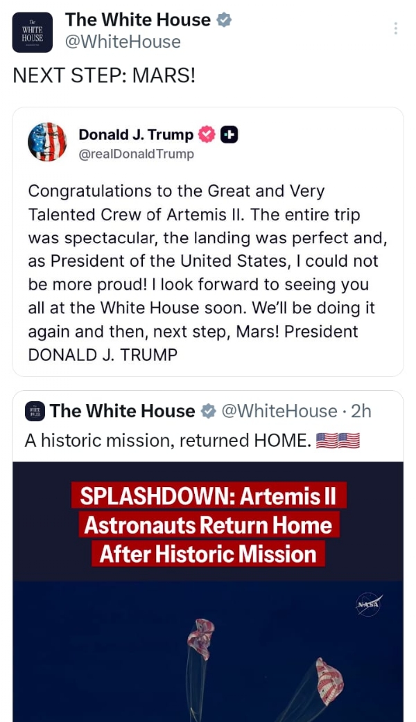 नासा का आर्टेमिस-2 मिशन सफलतापूर्वक पूरा