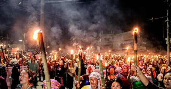 मणिपुर में 18 अप्रैल को आयोजित मशाल रैली का दृश्य। फाइल फोटो