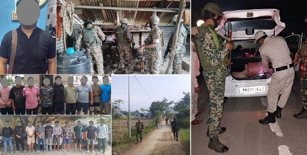 मणिपुरः सोशल मीडिया पर अफवाह फैलाने वाले, कर्फ्यू का उल्लंघन करने वाले एवं सुरक्षा जांच का दृश्य।