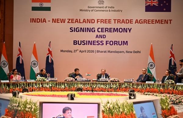 भारत-न्यूजीलैंड के बीच मुक्त व्यापार समझौते का जारी फोटो
