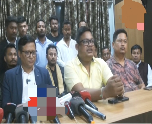 Tai Ahom Youth Council officials raising questions on Owaisi’s Assam Visit. Tai Ahom Youth Council officials raising questions on Owaisi’s Assam Visit.