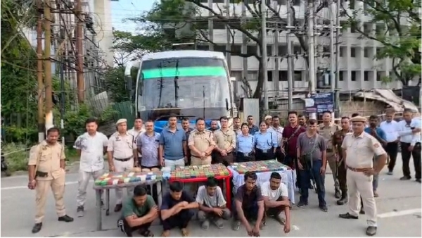 Image of the Seized Heroin and Opium Worth Over ₹21 Crore in Assam and Five Arrested Accused.