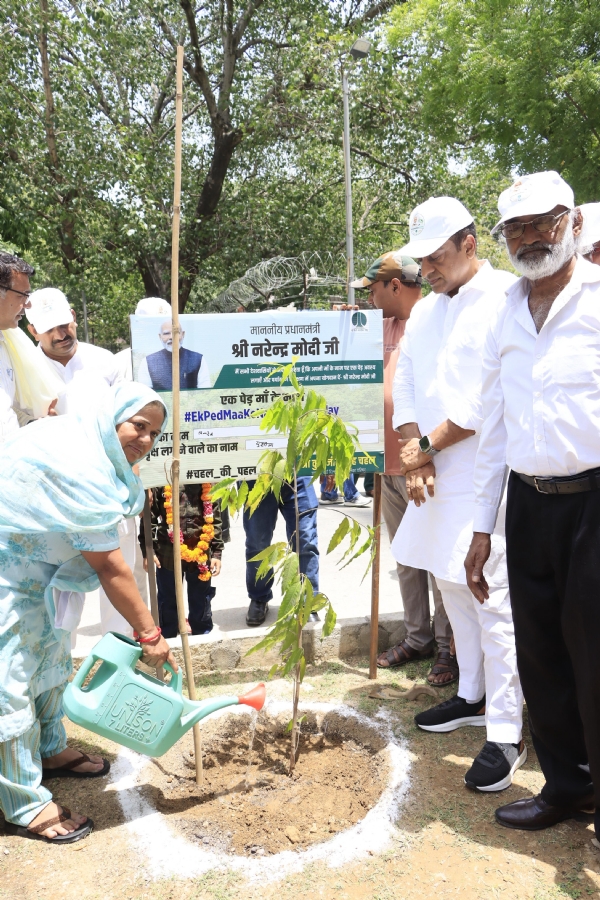 नई दिल्ली में ‘एक पेड़ मां के नाम’ अभियान के तहत पौधारोपण करते एनडीएमसी के उपाध्यक्ष कुलजीत सिंह चहल, स्थानीय निवासी और आरडब्ल्यूए सदस्य।