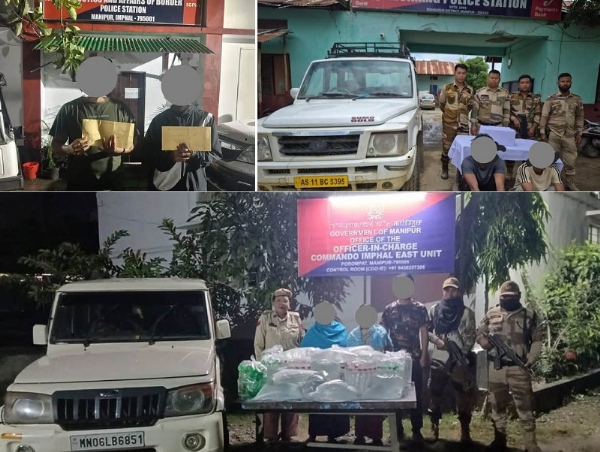 मणिपुर में मादक पदार्थ के साथ गिरफ्तार तस्करों की तस्वीर