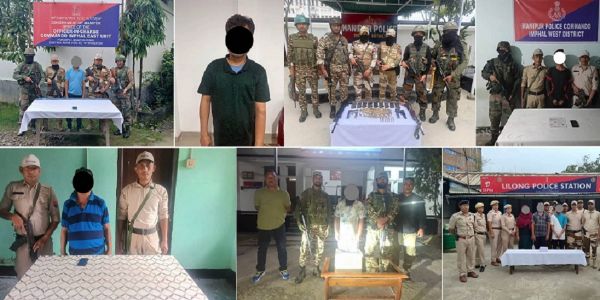 মণিপুৰৰ বিভিন্ন প্ৰান্তৰ পৰা গ্ৰেপ্তাৰ ড্ৰাগছ সৰবৰাহকাৰী আৰু উগ্ৰপন্থী