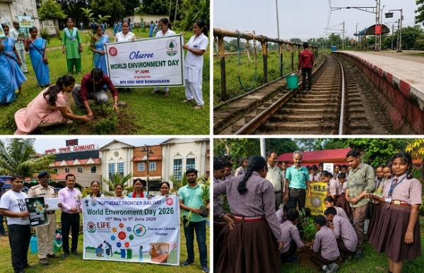 উত্তৰ-পূব সীমান্ত ৰেলৱেৰ সমগ্ৰ নেটৱৰ্কত বিস্তৃত সেউজ কাৰ্যসূচীৰ জৰিয়তে বিশ্ব পৰিৱেশ দিৱস ২০২৬ উদযাপন