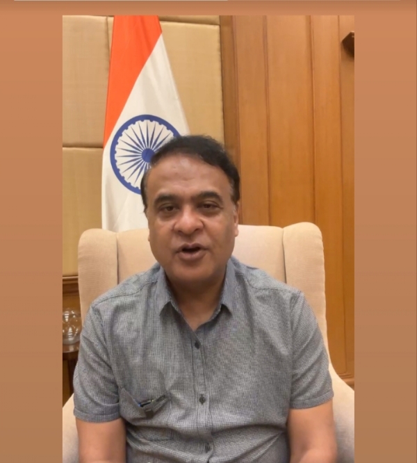 Image of the Assam CM Dr Himanta Biswa Sarma Facebook Live.