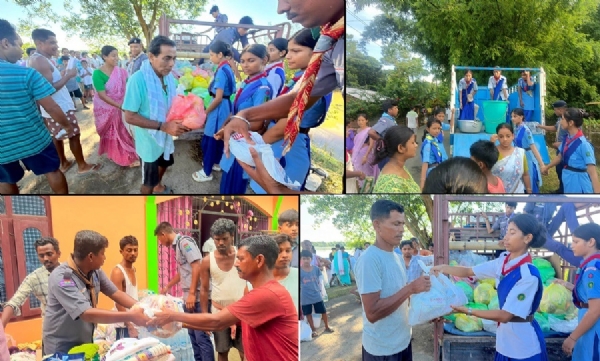 বানাক্ৰান্ত পৰিয়ালসমূহলৈ উত্তৰ-পূব সীমান্ত ৰেলৱেৰ ভাৰত স্কাউটছ এণ্ড গাইডছৰ সাহাৰ্য