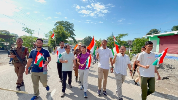 তামুলপুৰৰ ভাৰত-ভূটান সীমান্তত ‘হৰ ঘৰ তিৰংগা’ যাত্ৰা সম্পন্ন।