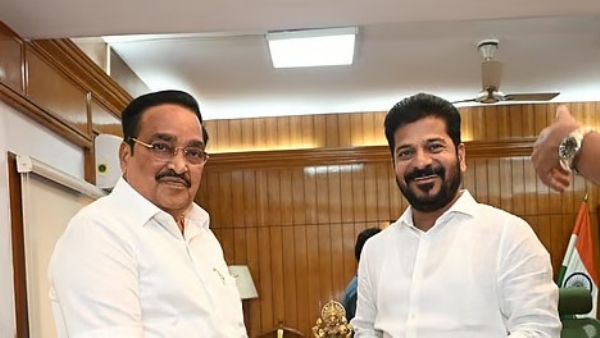 तेलंगाना के मुख्यमंत्री ए रेवंत रेड्डी केंद्रीय जल शक्ति मंत्री सीआर पाटिल के साथ (फाइल फोटो)।